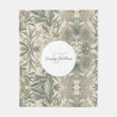 Sage Green Floral Elegant Fleecedecke (Vorderseite)