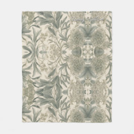 Sage Green Floral Elegant Fleecedecke