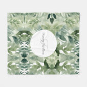 Sage Green Floral Elegant Fleecedecke (Vorderseite (Horizontal))