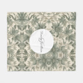 Sage Green Floral Elegant Fleecedecke (Vorderseite (Horizontal))