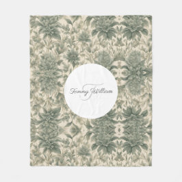 Sage Green Floral Elegant Fleecedecke