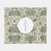 Sage Green Floral Elegant Fleecedecke (Vorderseite (Horizontal))