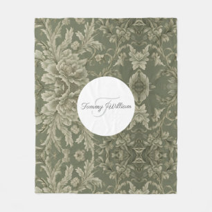 Sage Green Floral Elegant Fleecedecke