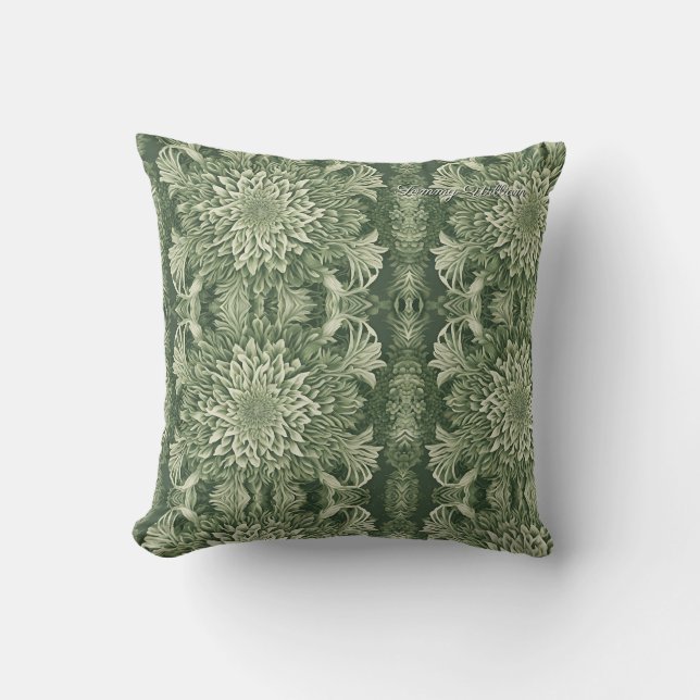 Sage Green Floral Elegant Kissen (Vorderseite)
