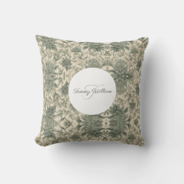 Sage Green Floral Elegant Kissen