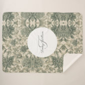 Sage Green Floral Elegant Sherpadecke (Vorderseite (Horizontal))