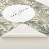 Sage Green Floral Elegant Sherpadecke (3/4)