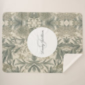 Sage Green Floral Elegant Sherpadecke (Vorderseite (Horizontal))