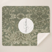 Sage Green Floral Elegant Sherpadecke (Vorderseite (Horizontal))
