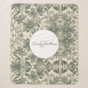 Sage Green Floral Elegant Sherpadecke