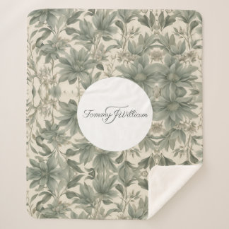 Sage Green Floral Elegant Sherpadecke