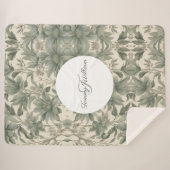 Sage Green Floral Elegant Sherpadecke (Vorderseite (Horizontal))