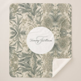 Sage Green Floral Elegant Sherpadecke