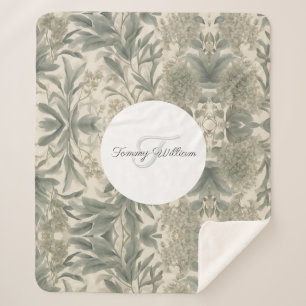 Sage Green Floral Elegant Sherpadecke