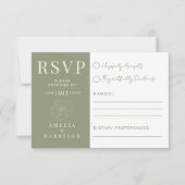Sage Green Floral Elegante Hochzeit RSVP Karte (Vorderseite)