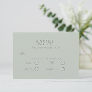 Sage Green Floral Elegante Hochzeit RSVP Karte