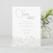 Sage Green Floral Elegante Hochzeit Save the Date (Stehend Vorderseite)