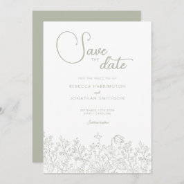 Sage Green Floral Elegante Hochzeit Save the Date