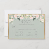 Sage Green Floral Elegante Script Hochzeit RSVP Karte (Vorderseite)
