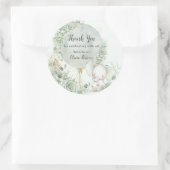 Sage Green Floral Elephant Baby Shower Runder Aufkleber (Tasche)