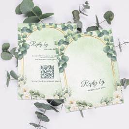 Sage Green Floral Eucalyptus Botanical Wedding RSVP Karte