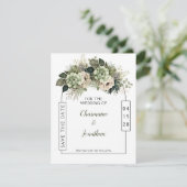 Sage Green Floral Eucalyptus Save the Date | Einladung (Stehend Vorderseite)