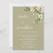 Sage Green Floral Foto Hochzeit Einladung (Vorderseite)