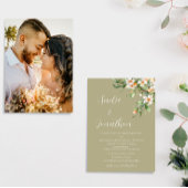Sage Green Floral Foto Hochzeit Einladung