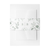 Sage Green Floral Garden Monogram Wedding Einladungsbanderole (Vorderseite Beispiel)