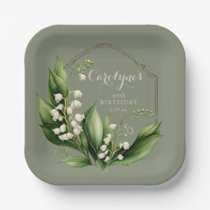 Sage Green Floral Geburtstag Pappteller