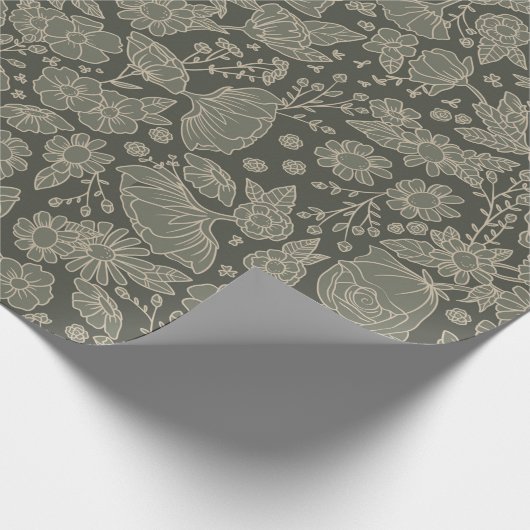 Sage Green Floral Geschenkpapier (Ecke)