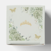 Sage Green Floral Gold Schmetterlinge Quince XV Mi Geschenkschachtel (Oben)