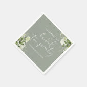 Sage Green Floral Greenery Script Bridal Tea Party Serviette (Ecke)