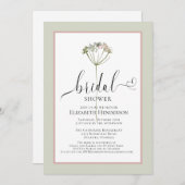 Sage Green Floral Heft Script Brautparty Einladung (Vorne/Hinten)