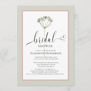 Sage Green Floral Heft Script Brautparty Einladung