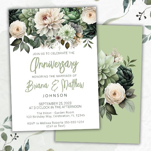Sage Green Floral Hochzeitstag Einladung