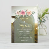 Sage Green Floral Invitation Einladung (Stehend Vorderseite)