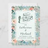Sage Green Floral Lace Elegante Wedding Calligraph Einladung (Vorderseite)