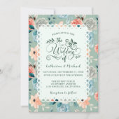 Sage Green Floral Lace Elegante Wedding Calligraph Einladung (Vorderseite)