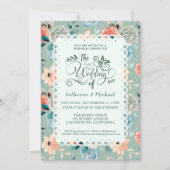 Sage Green Floral Lace Elegante Wedding Calligraph Einladung (Vorderseite)