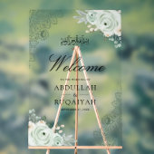 Sage Green Floral Lace Muslim Wedding Welcome Acrylschild (Neutral)