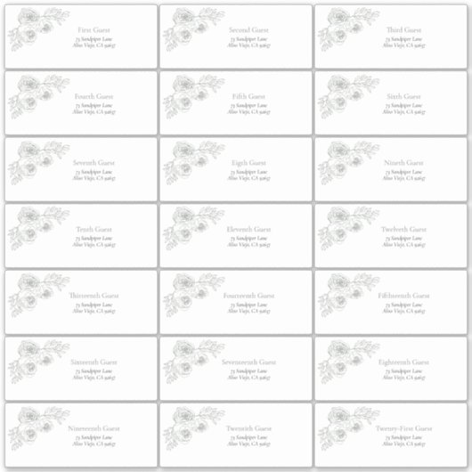 Sage Green Floral Line Art Guest Adresse Aufkleber (Vorderseite)