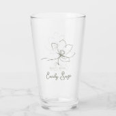 Sage Green Floral Line Art Minimalist Zen Glass Glas (Rückseite)