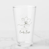 Sage Green Floral Line Art Minimalist Zen Glass Glas (Vorderseite)