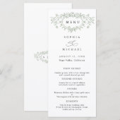 Sage Green Floral Line Art Wedding Flat Menu Menükarte (Vorne/Hinten)