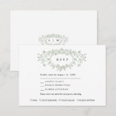 Sage Green Floral Line Art Wedding Response Card RSVP Karte (Vorne/Hinten)
