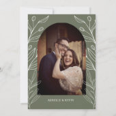 Sage Green Floral Modern Minimalist Wedding Einladung (Rückseite)