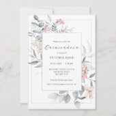 Sage Green Floral Modern Quinceañera Einladung (Vorderseite)