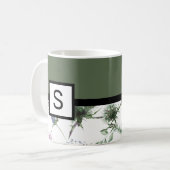 Sage Green Floral Monogram Kaffeetasse (Vorderseite Links)