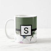Sage Green Floral Monogram Kaffeetasse (Links)